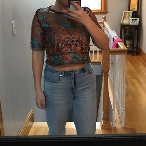 Sheer embroidered blouse